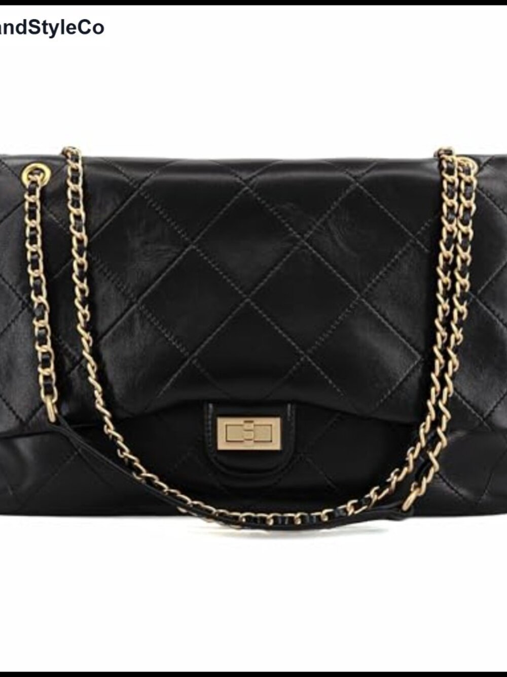Vintage Oiled Leather Quilted Flap Shoulder Bag with Chain